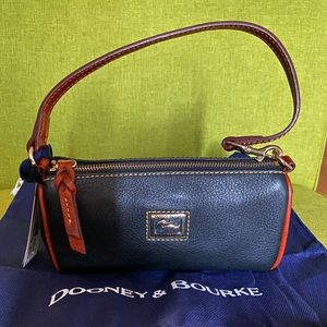 Dooney & Bourke navy and tan leather mini barrel